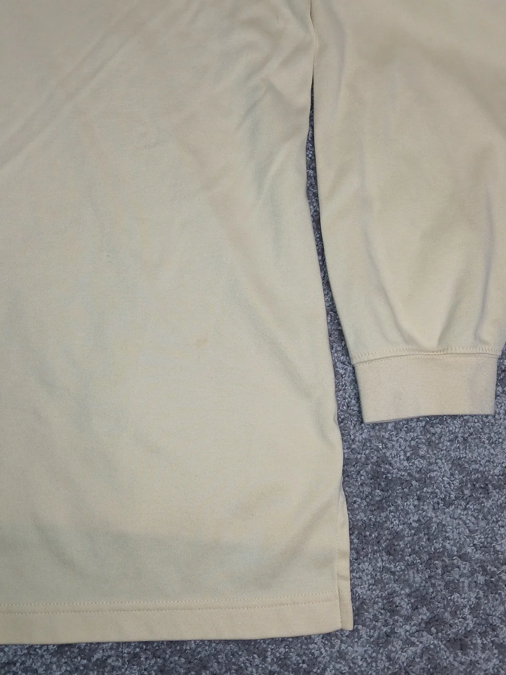 L.L. Bean Pale Yellow Long-Sleeve Polo‎ with White Collar - 100% Cotton - XL
